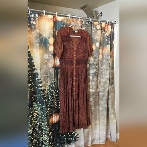 Elegant Brown Lace Dress